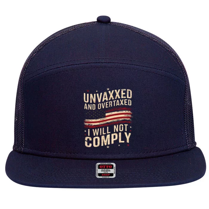 Unvaxxed And Overtaxed Vintage 7 Panel Mesh Trucker Snapback Hat