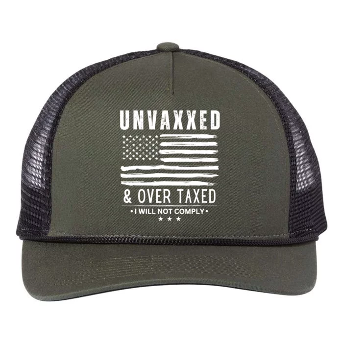 Unvaxxed And Overtaxed Retro Rope Trucker Hat Cap