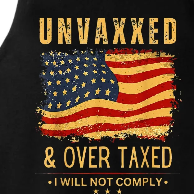 Unvaxxed And Overtaxed Us Flag Ladies Tri-Blend Wicking Tank