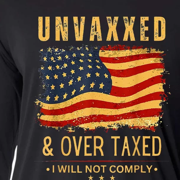 Unvaxxed And Overtaxed Us Flag Cooling Performance Long Sleeve Crew