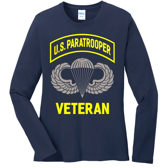 U.S Airborne Paratroopers Veteran Vintage Ladies Long Sleeve Shirt