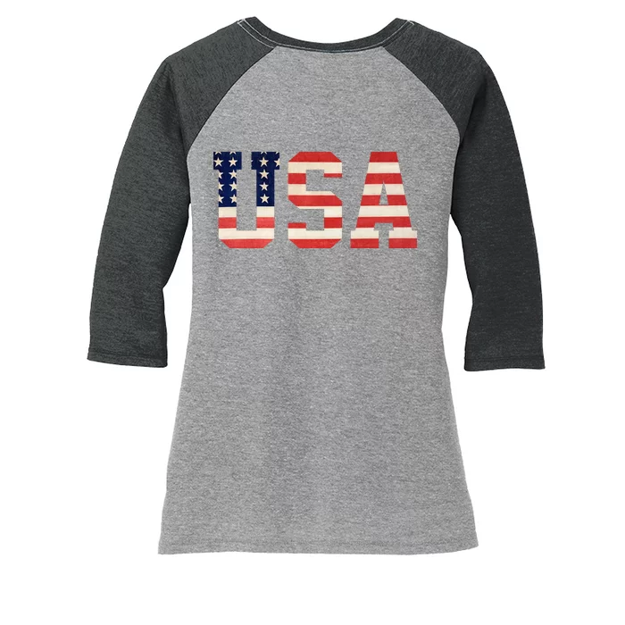 Usa American Pride Festive Women's Tri-Blend 3/4-Sleeve Raglan Shirt