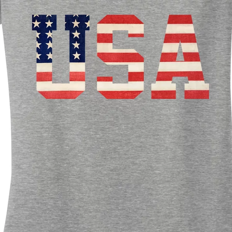 Usa American Pride Festive Women's V-Neck T-Shirt