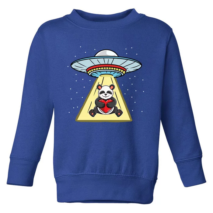 Ufo Abduction Panda Valentines Day Gift Toddler Sweatshirt