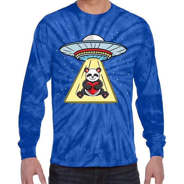 Ufo Abduction Panda Valentines Day Gift Tie-Dye Long Sleeve Shirt