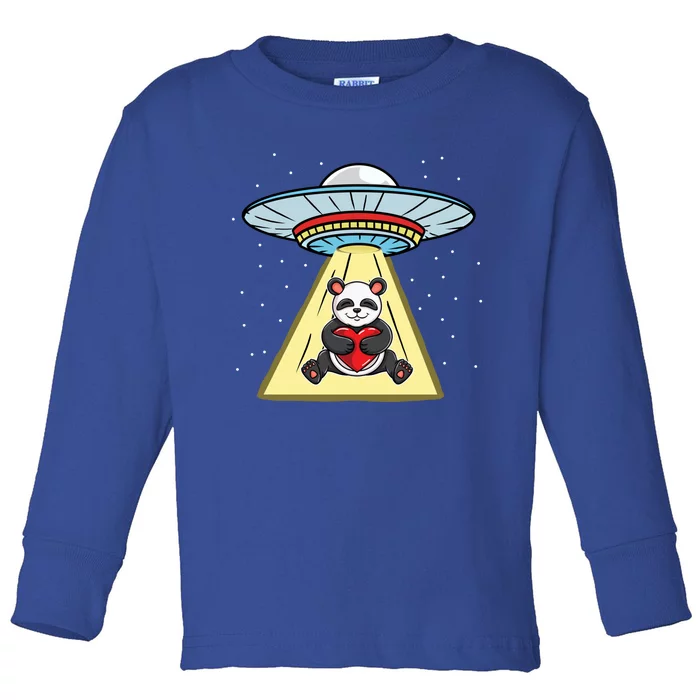 Ufo Abduction Panda Valentines Day Gift Toddler Long Sleeve Shirt