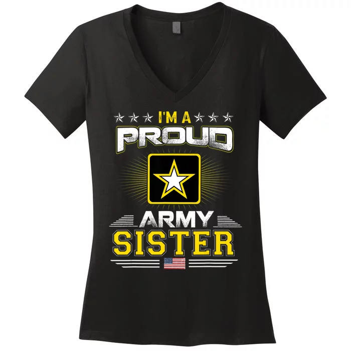 U.S. Army Proud Us Army Sister Military Veteran Pride Women's V-Neck T-Shirt