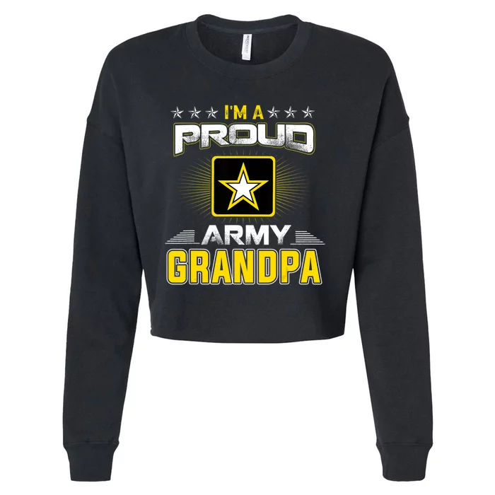 U.S. Army Proud Us Army Grandpa Military Veteran Pride Cropped Pullover Crew