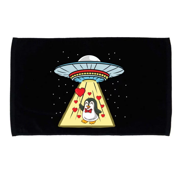 Ufo Abduction Penguin Valentines Day Cute Gift Microfiber Hand Towel