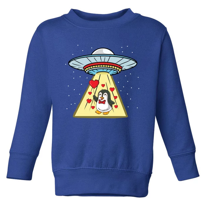 Ufo Abduction Penguin Valentines Day Cute Gift Toddler Sweatshirt