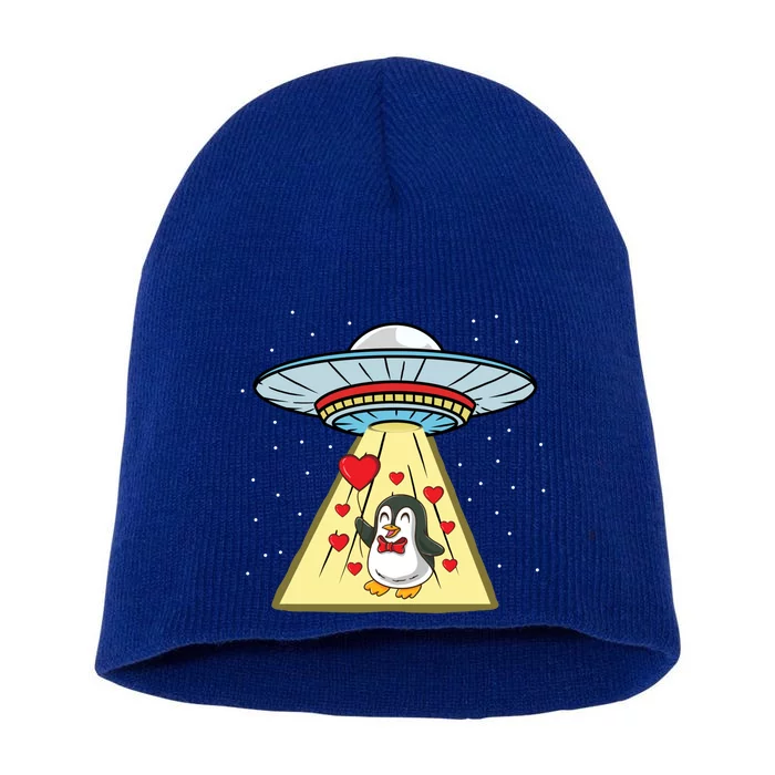 Ufo Abduction Penguin Valentines Day Cute Gift Short Acrylic Beanie