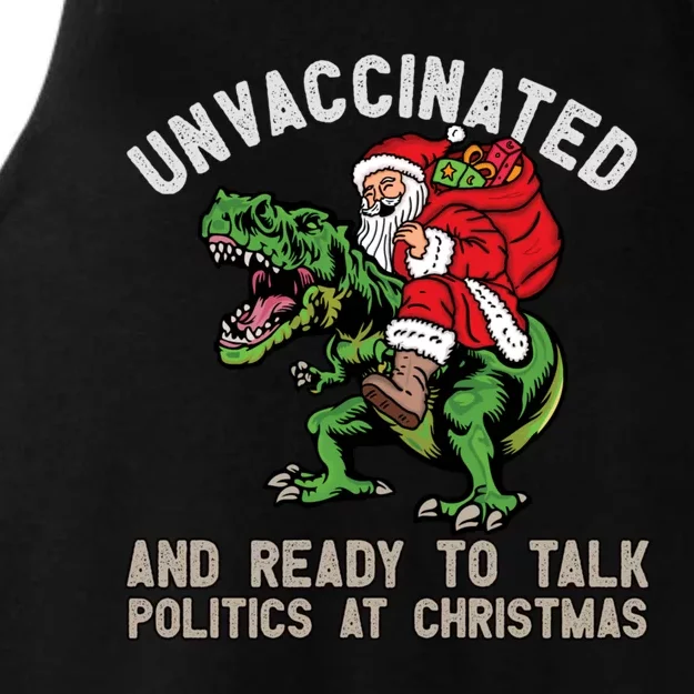 Unvaccinated And Ready To Talk Politics At Christmas Funny Ladies Tri-Blend Wicking Tank