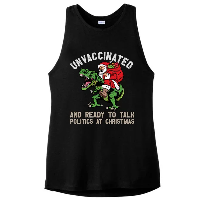 Unvaccinated And Ready To Talk Politics At Christmas Funny Ladies Tri-Blend Wicking Tank