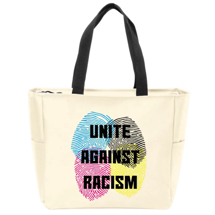 Unite Against Racism Anti Trump & No Racism Zip Tote Bag