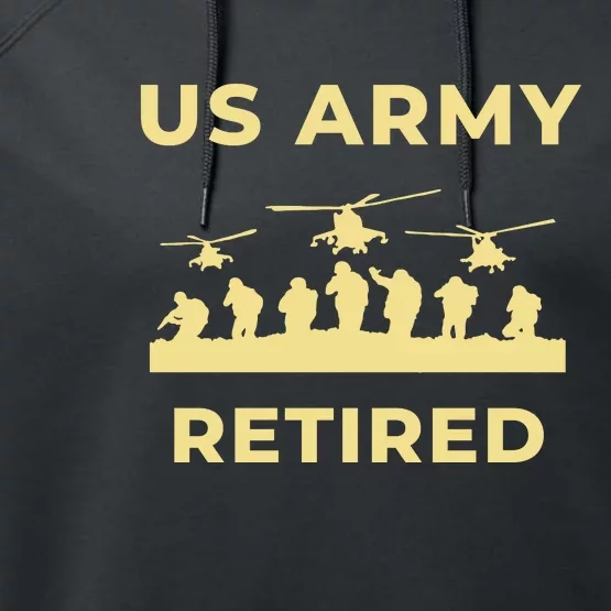 US Army Retired Veteran Gift Performance Fleece Hoodie