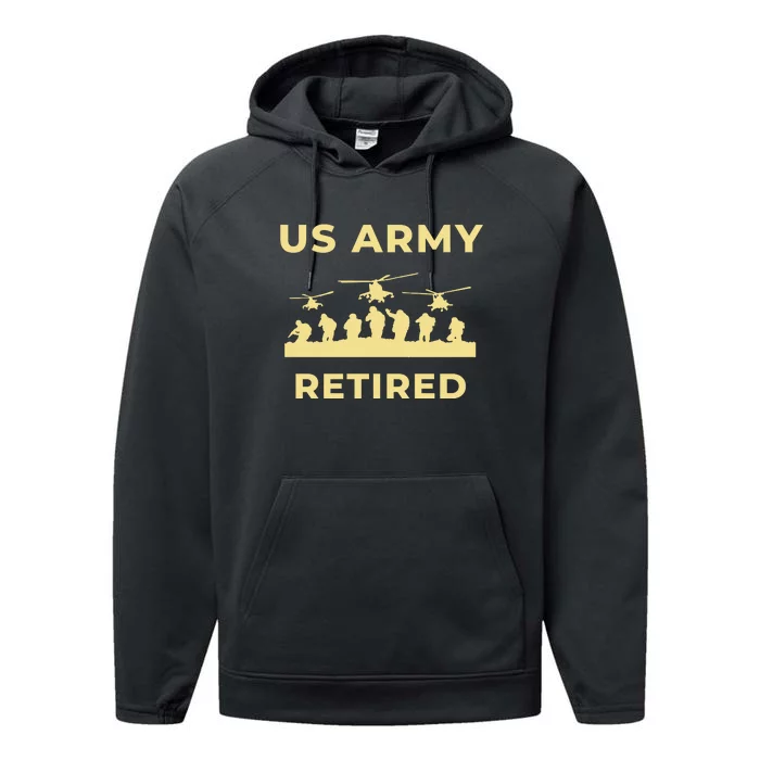 US Army Retired Veteran Gift Performance Fleece Hoodie