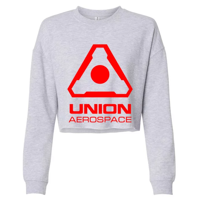 Union Aerospace Red Corner Print Cropped Pullover Crew