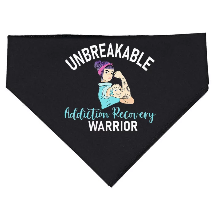 Unbreakable Addiction Recovery Warrior Aa Sober Gifts Women USA-Made Doggie Bandana