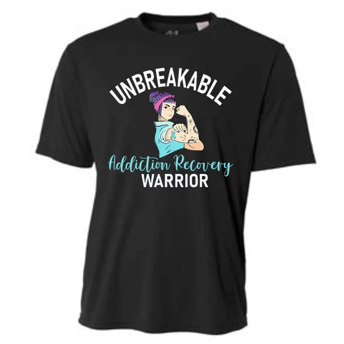 Unbreakable Addiction Recovery Warrior Aa Sober Gifts Women Cooling Performance Crew T-Shirt