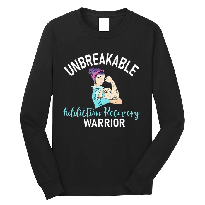 Unbreakable Addiction Recovery Warrior Aa Sober Gifts Women Long Sleeve Shirt