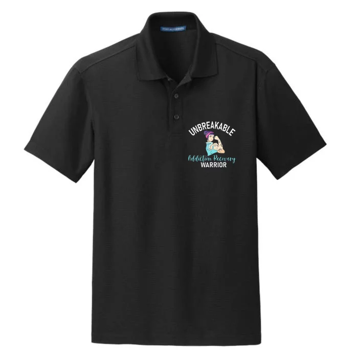 Unbreakable Addiction Recovery Warrior Aa Sober Gifts Women Dry Zone Grid Performance Polo