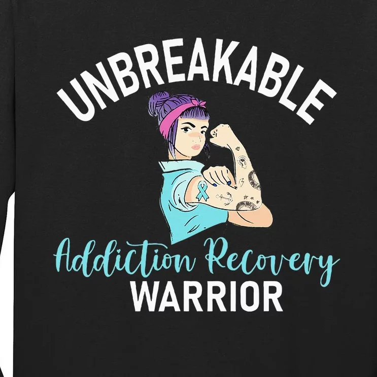 Unbreakable Addiction Recovery Warrior Aa Sober Gifts Women Tall Long Sleeve T-Shirt