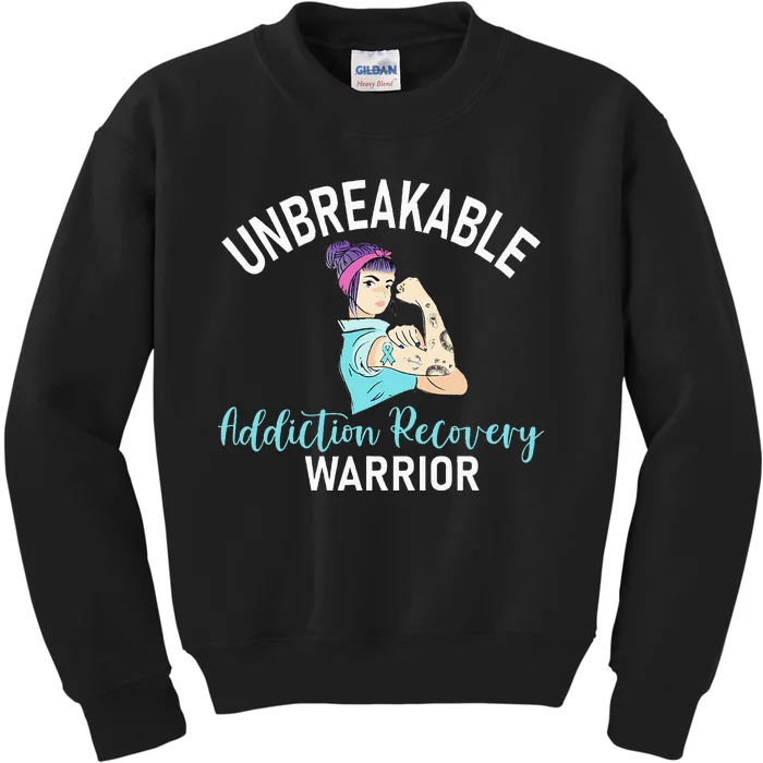 Unbreakable Addiction Recovery Warrior Aa Sober Gifts Women Kids Sweatshirt