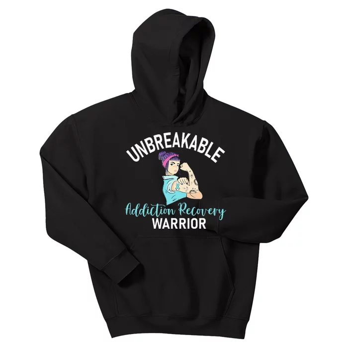 Unbreakable Addiction Recovery Warrior Aa Sober Gifts Women Kids Hoodie