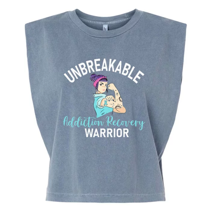 Unbreakable Addiction Recovery Warrior Aa Sober Gifts Women Garment-Dyed Women's Muscle Tee