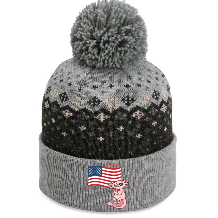 Usa America Sweet Land Liberty Axolotl Great Gift The Baniff Cuffed Pom Beanie