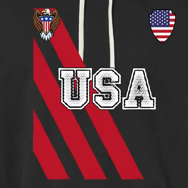 Usa America Soccer Jersey Red Blue Football Ball Travel Garment-Dyed Fleece Hoodie