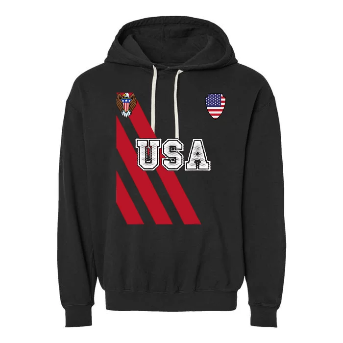 Usa America Soccer Jersey Red Blue Football Ball Travel Garment-Dyed Fleece Hoodie