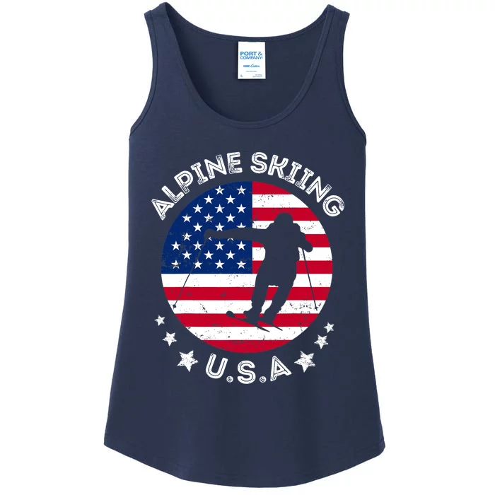 USA Alpine Skiing Team Retro Support USA Downhill Skiing Ladies Essential Tank