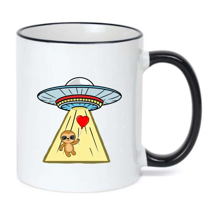 Ufo Abduction Sloth Valentines Day Gift Black Color Changing Mug