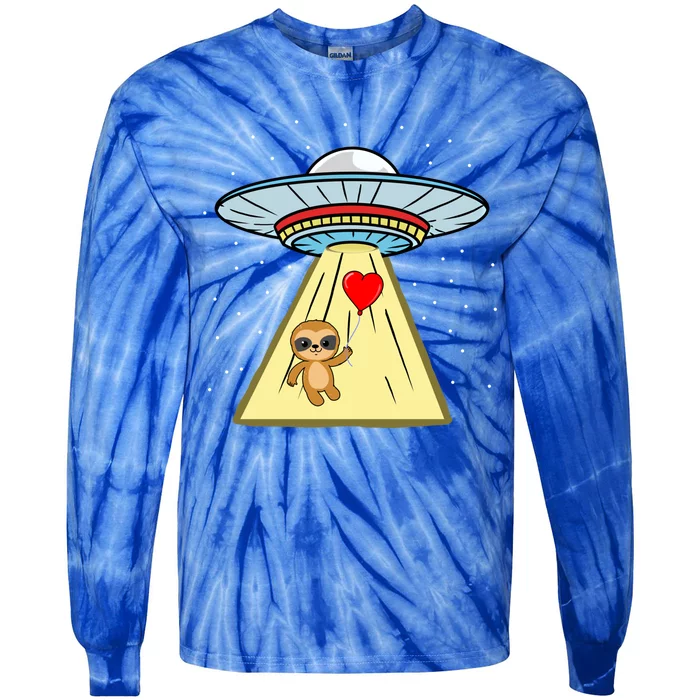 Ufo Abduction Sloth Valentines Day Gift Tie-Dye Long Sleeve Shirt