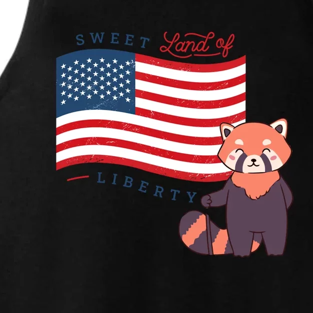 Usa America Sweet Land Liberty Bear Gift Ladies Tri-Blend Wicking Tank