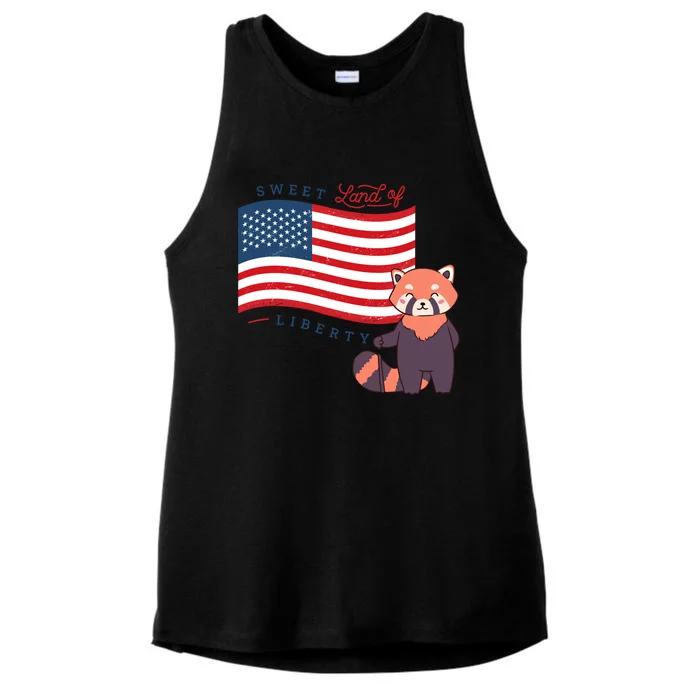 Usa America Sweet Land Liberty Bear Gift Ladies Tri-Blend Wicking Tank