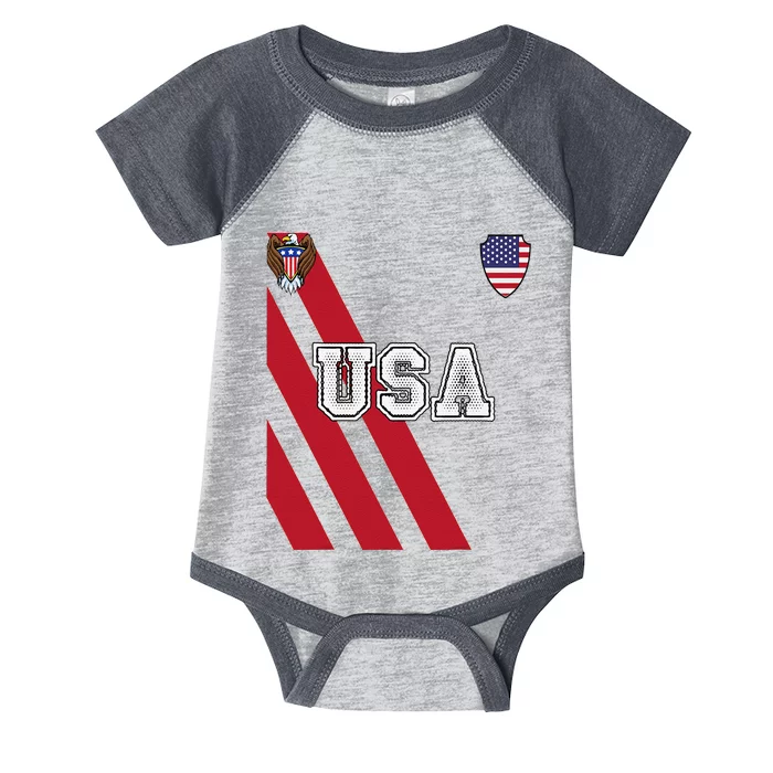 Usa America Soccer Jersey Red Blue Football Ball Travel Infant Baby Jersey Bodysuit