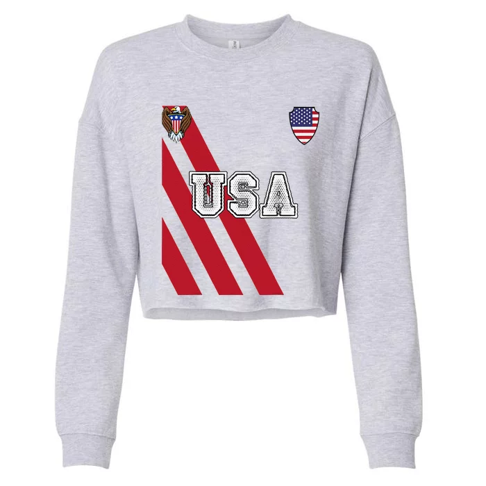 Usa America Soccer Jersey Red Blue Football Ball Travel Cropped Pullover Crew