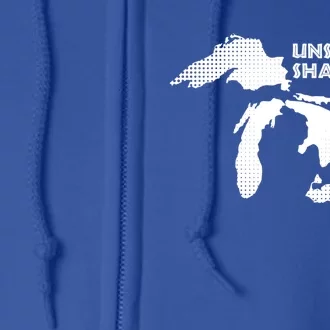 Unsalted And Shark Free Great Lakes Mi Michiganian Pride Gift Full Zip Hoodie