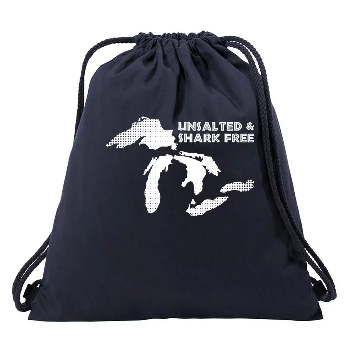 Unsalted And Shark Free Great Lakes Mi Michiganian Pride Gift Drawstring Bag