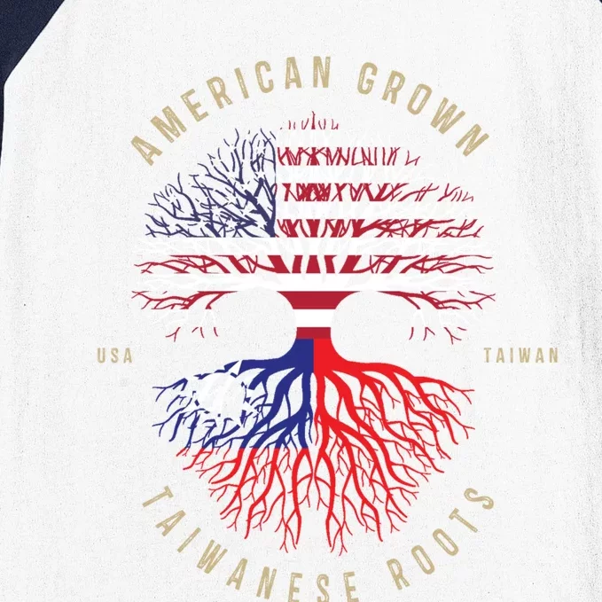 Usa And Taiwan Flags American Grown Taiwanese Roots Gift Baseball Sleeve Shirt