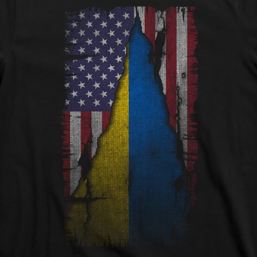 Ukraine And USA Flag Pray For Ukraine T-Shirt