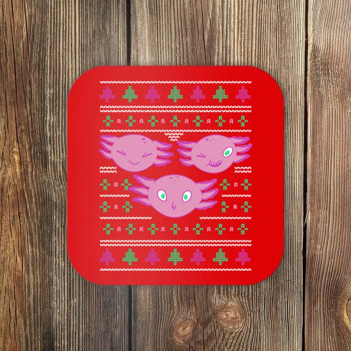 Ultimate Axolotl Ugly Christmas Coaster