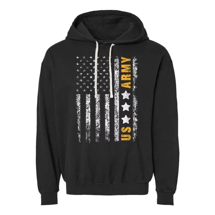 US Army Usa Grunge Flag Army Garment-Dyed Fleece Hoodie