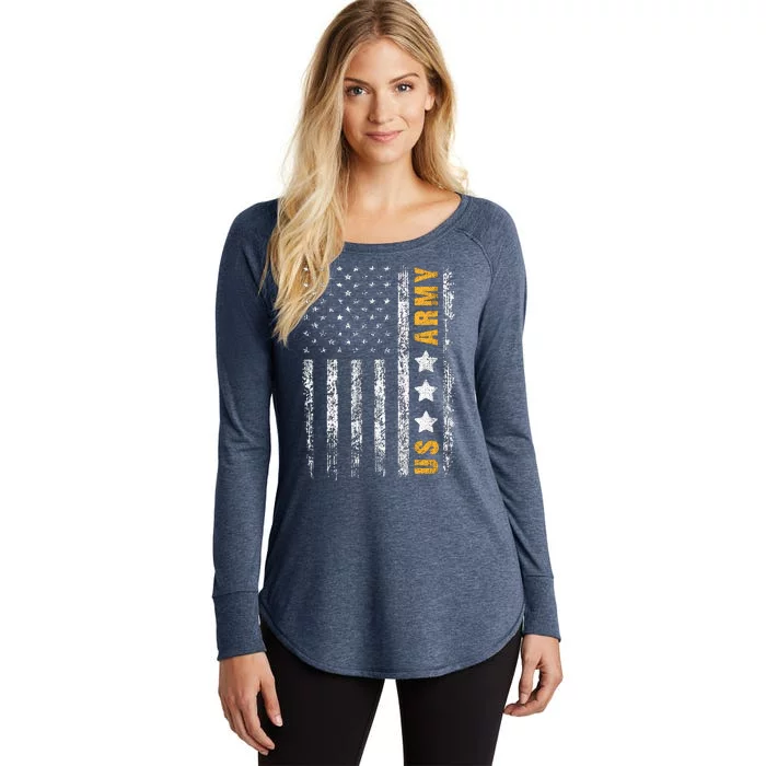 US Army Usa Grunge Flag Army Women's Perfect Tri Tunic Long Sleeve Shirt