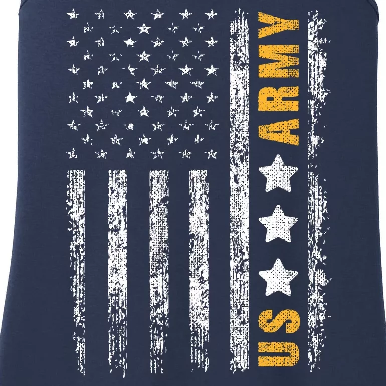 US Army Usa Grunge Flag Army Ladies Essential Tank