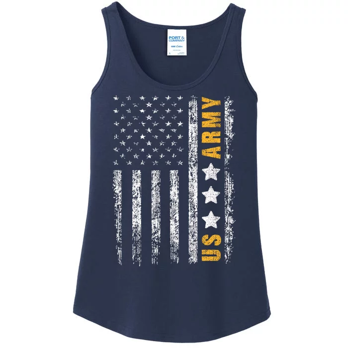 US Army Usa Grunge Flag Army Ladies Essential Tank