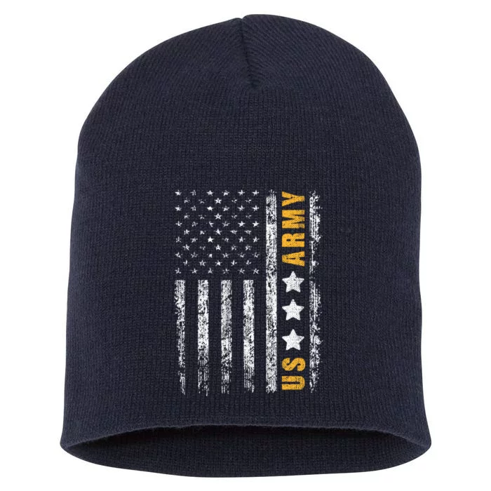 US Army Usa Grunge Flag Army Short Acrylic Beanie