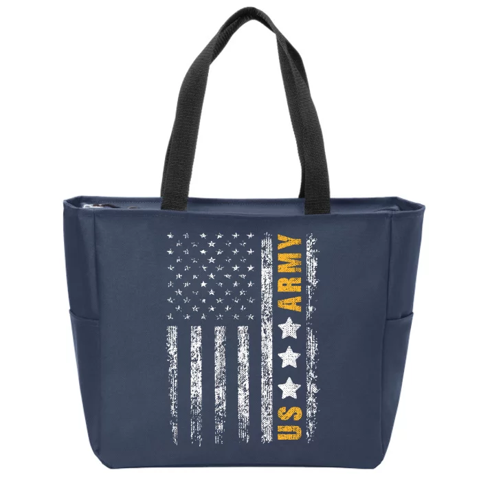 US Army Usa Grunge Flag Army Zip Tote Bag